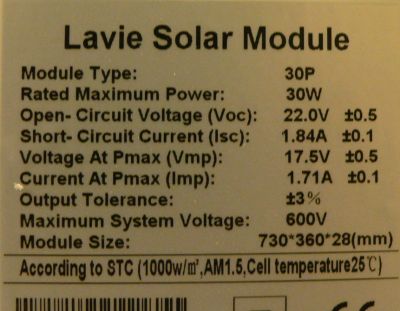 30 Watt Solar Panel M30wattLable.jpg, 24 kB